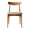 Mid-century modern dining chair in walnut wood with gray fabric seat 45 x 50 x 75cm