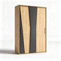 Modern wooden wardrobe with sliding doors in oak and black finish 150 x 80 x 200cm