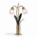 Table lamp with dual glass shades and metal base in bronze finish 30 x 20 x 50cm