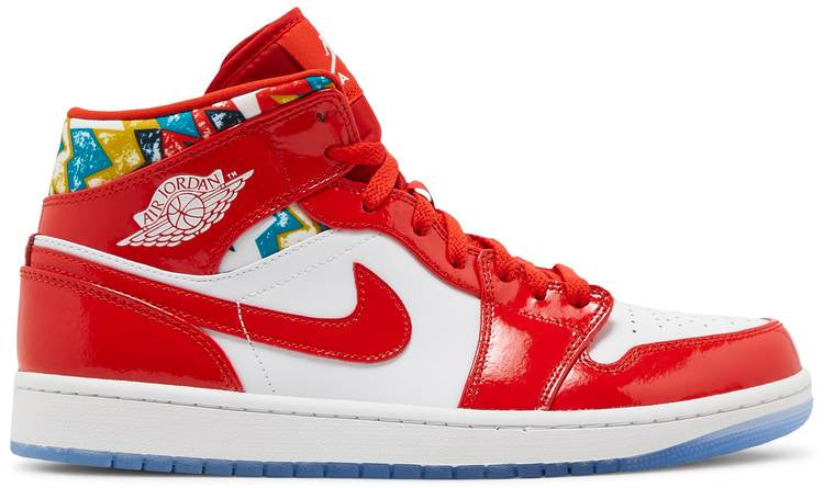 Air Jordan 1 Mid Gets Swathed in Geometric Prints DC7294-600((W)US5.5/EUR36)