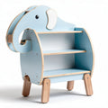 Elephant-shaped wooden bookshelf for kids in light blue color 60 x 30 x 70cm