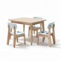 Children's wooden table and chair set with blue accents for playroom 80 x 60 x 50cm